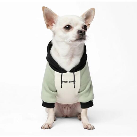 Spark Paws Olive Cream Dog Hoodie Size Small Cream Black Green Fleece Lined - Picture 10 of 10